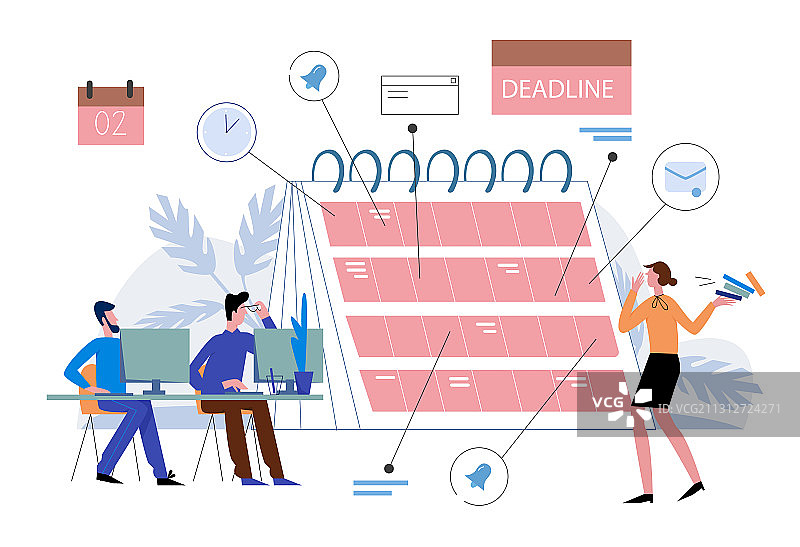 工作中的截止日期卡通扁平风格图片素材
