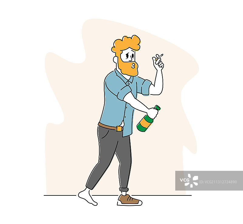 穿着邋遢、只穿一只鞋的醉汉图片素材