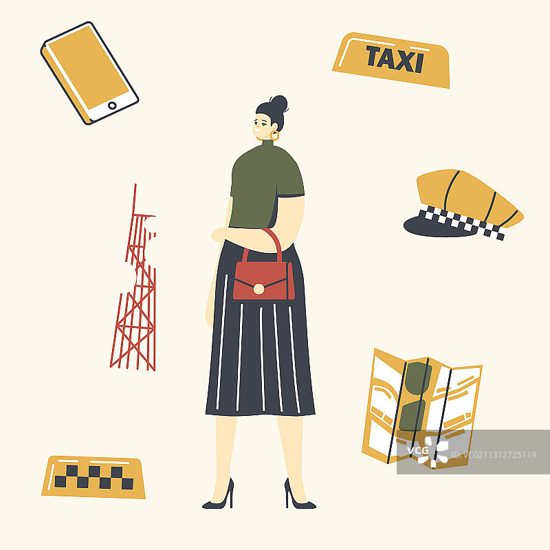 出租车服务概念：女乘客图片素材