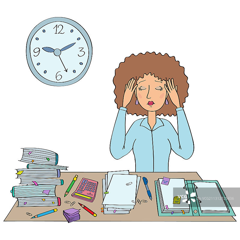 晚上办公室里疲惫悲伤的女人图片素材