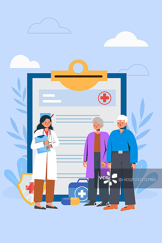 老年人就诊概念矢量插画图片素材