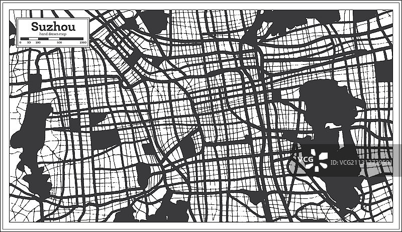 苏州黑白城市地图图片素材