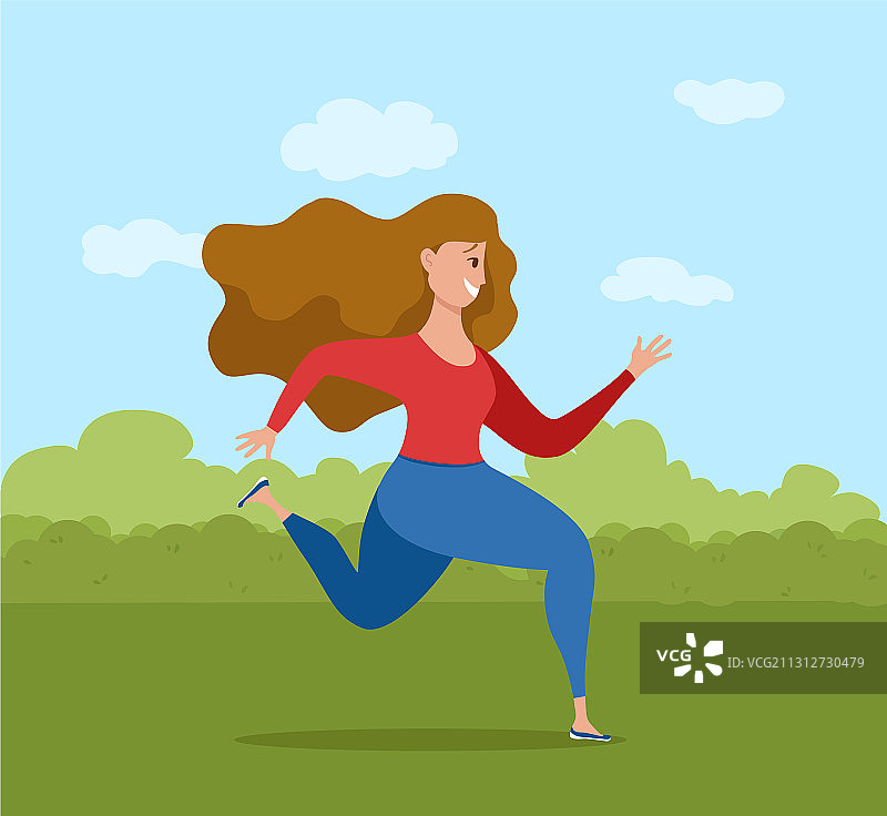 可爱的彩色跑步女孩图片素材