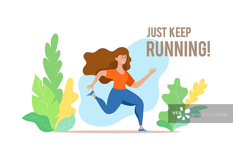 可爱的彩色跑步女孩图片素材
