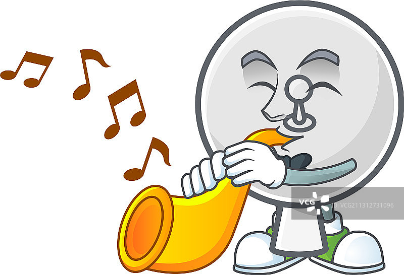 卡通风格的卫星天线演奏小号图片素材