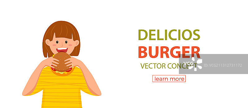 儿童啃咬汉堡快餐图片素材