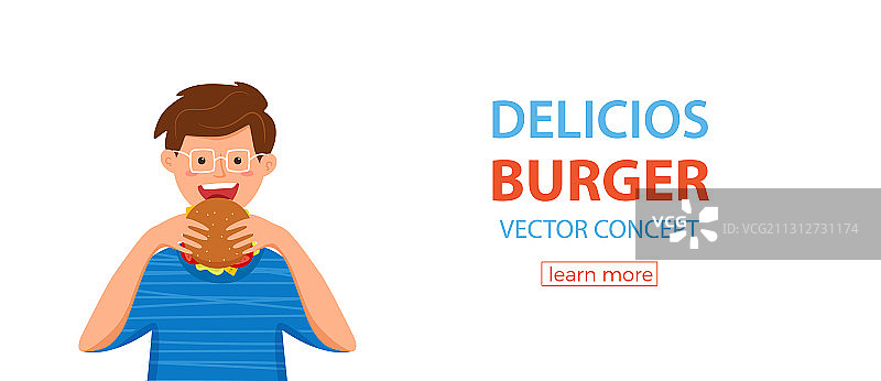 儿童啃咬汉堡快餐图片素材