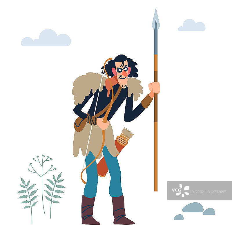 狂野维京人持矛弓图片素材