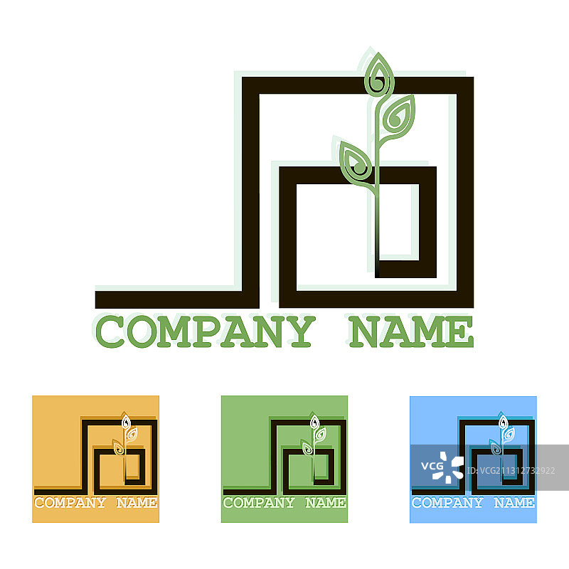 彩色幼苗植物logo isolated图片素材