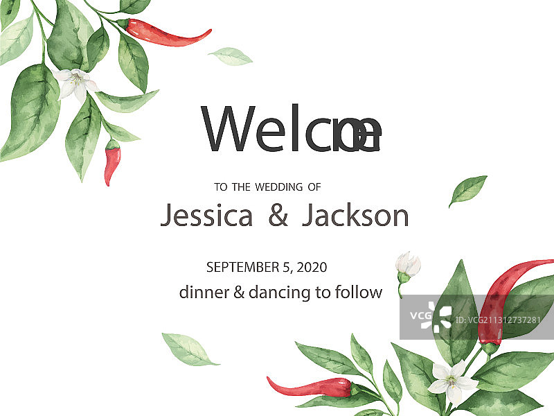 手绘红色辣椒水彩插画图片素材