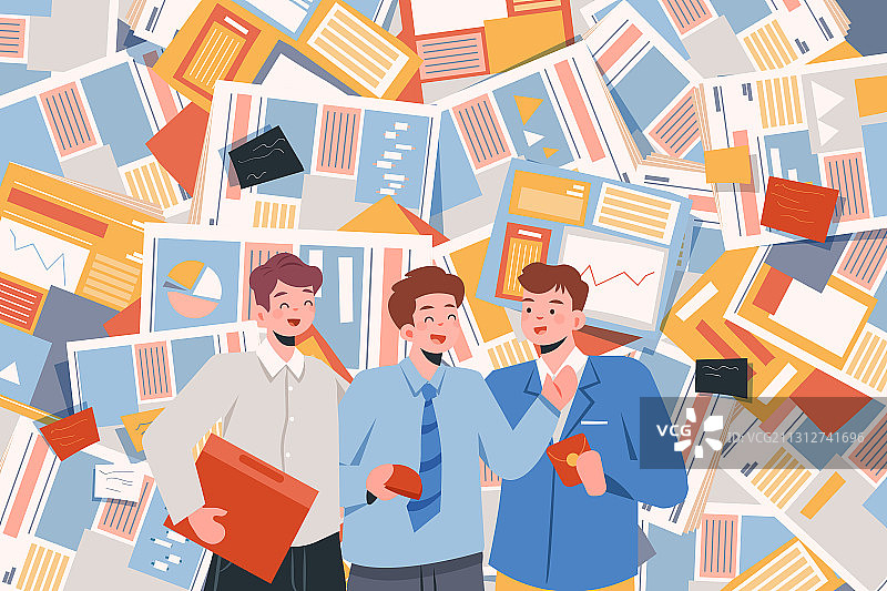 卡通商业团队年终总结新年目标年终奖红包礼包最佳员工矢量插画图片素材