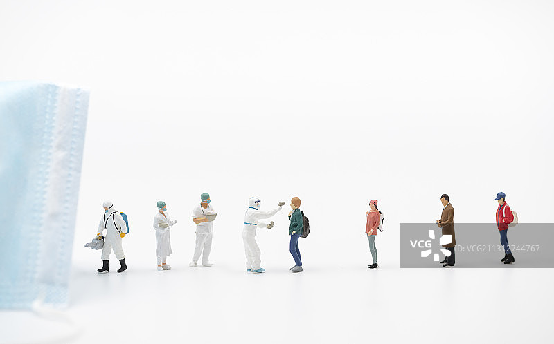 微缩摄影-口罩防疫站图片素材