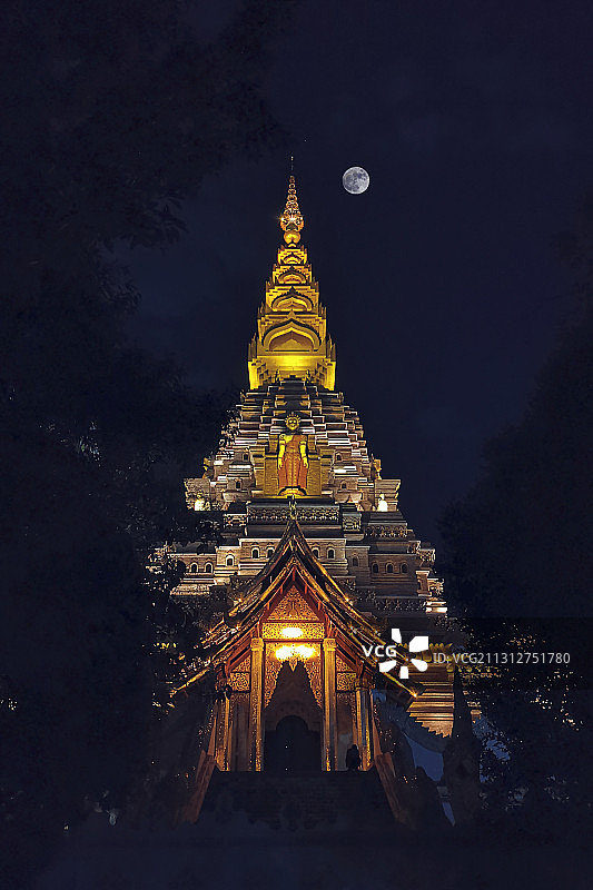 佛塔月色图片素材