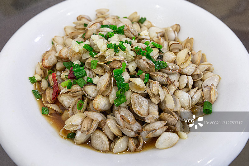 东海小海鲜家常菜葱油海瓜子，聚会佐酒良品图片素材
