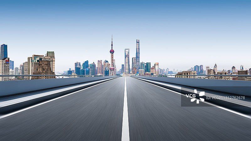 上海城市天际线道路图片素材