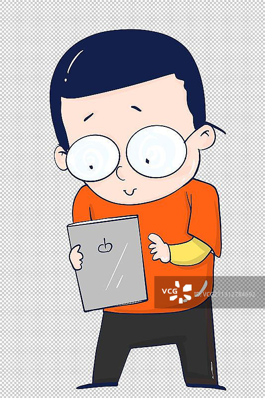 漫画人物元素近视眼戴眼镜的小学生图片素材