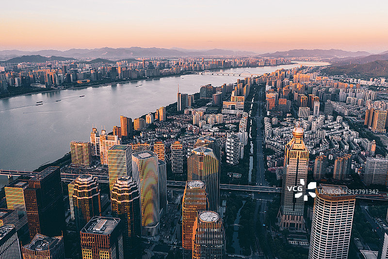 杭州钱江新城航拍图片素材