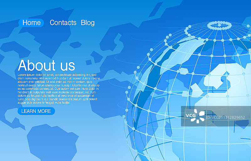 蓝色背景上的全球地球概念图片素材