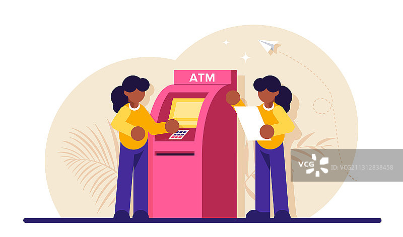 概念自动柜员机女人使用ATM图片素材