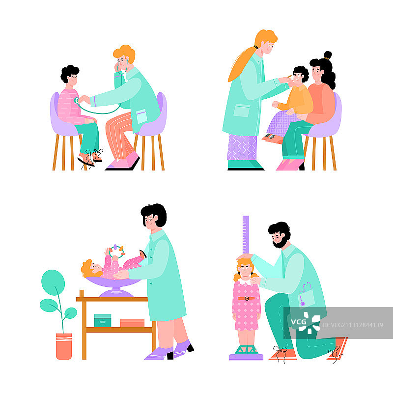 儿科医生诊所里的儿童卡通图片素材