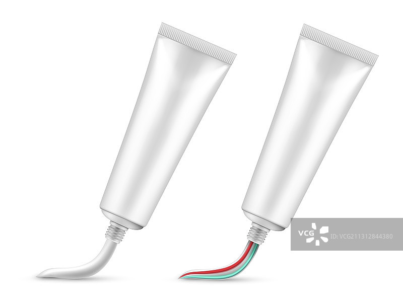 牙膏空白白色管状模型产品套装图片素材