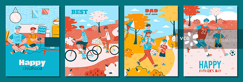 父亲节主题的父亲和儿子banner图片素材