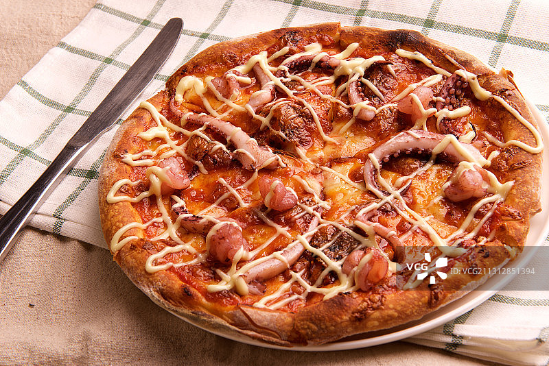 鱿鱼披萨图片素材