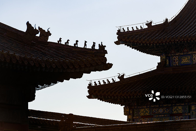 北京故宫屋脊神兽与琉璃瓦图片素材