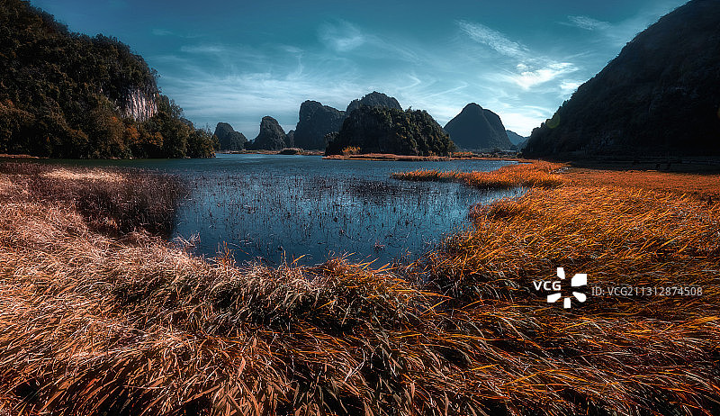 云南文山丘北普者黑湿地秋色图片素材