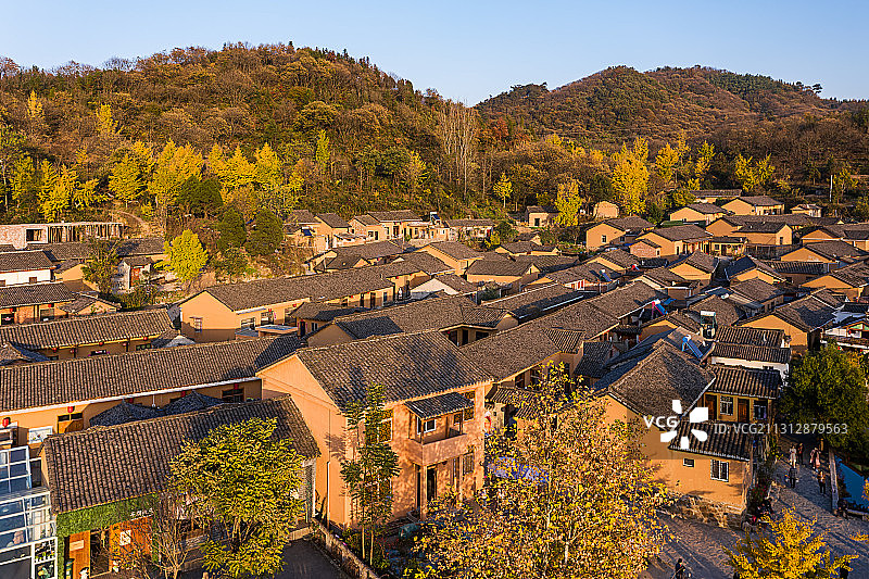 河南省信阳市新县田铺大湾古村秋色航拍图片素材