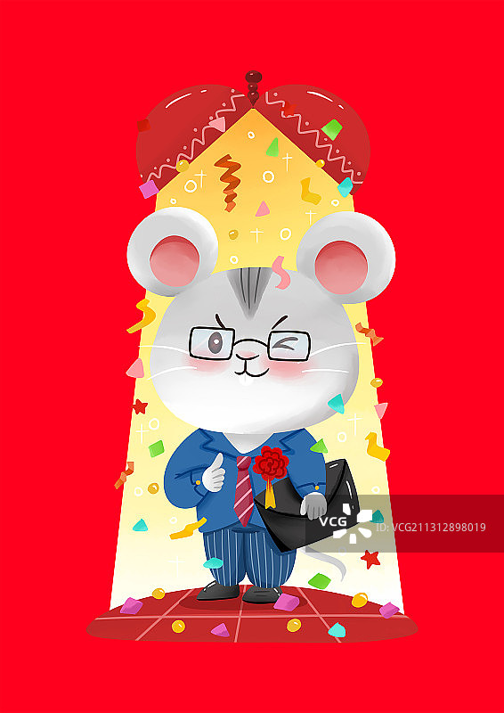 才华小老鼠插画图片素材