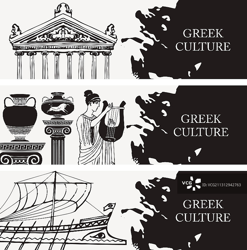 古希腊文化主题旅行banner图片素材