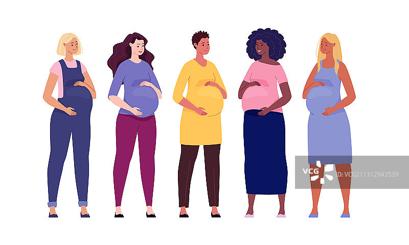 一组美丽的孕妇拥抱大肚子图片素材