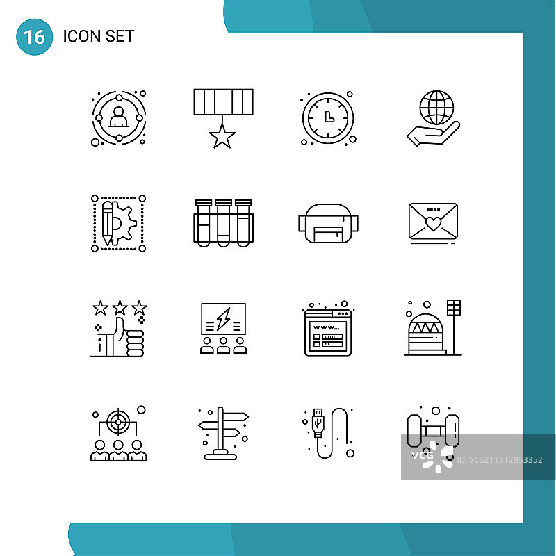 包16个现代轮廓标志和符号图片素材