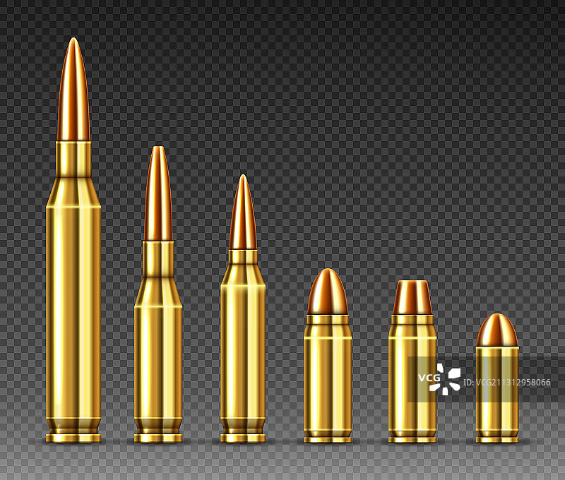 不同口径的子弹弹药图片素材