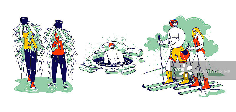 冰窟游泳滑雪图片素材