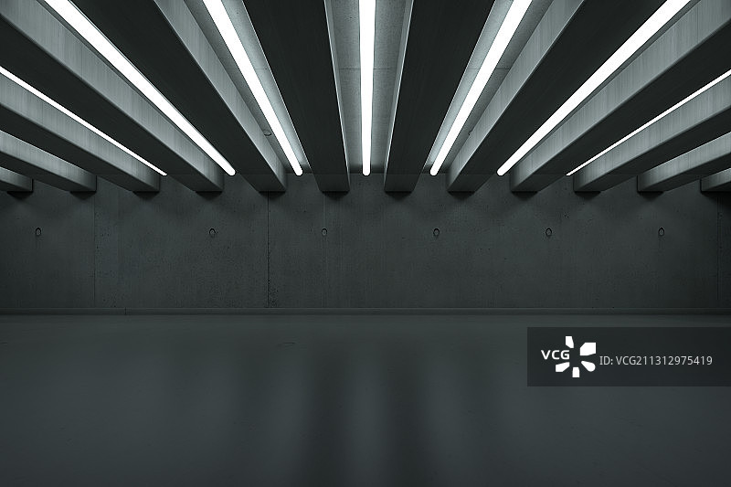 暗调清水混凝土隧道，三维图形图片素材