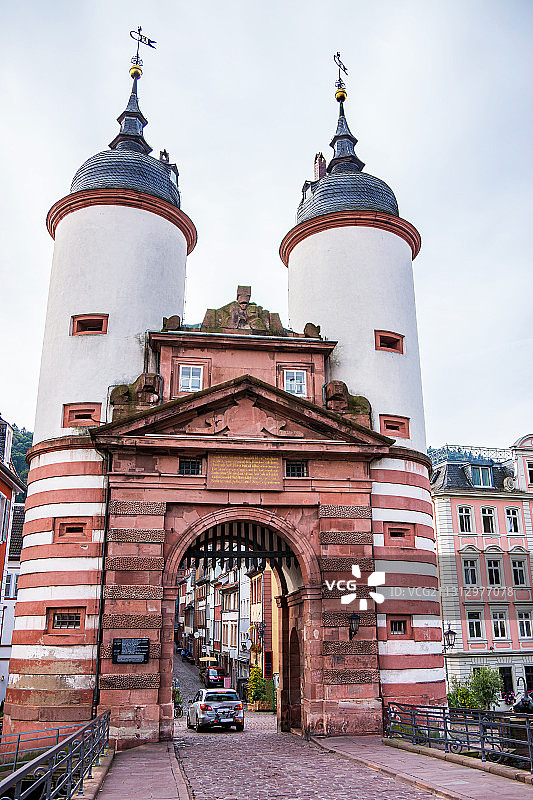 海德堡古桥圆塔图片素材