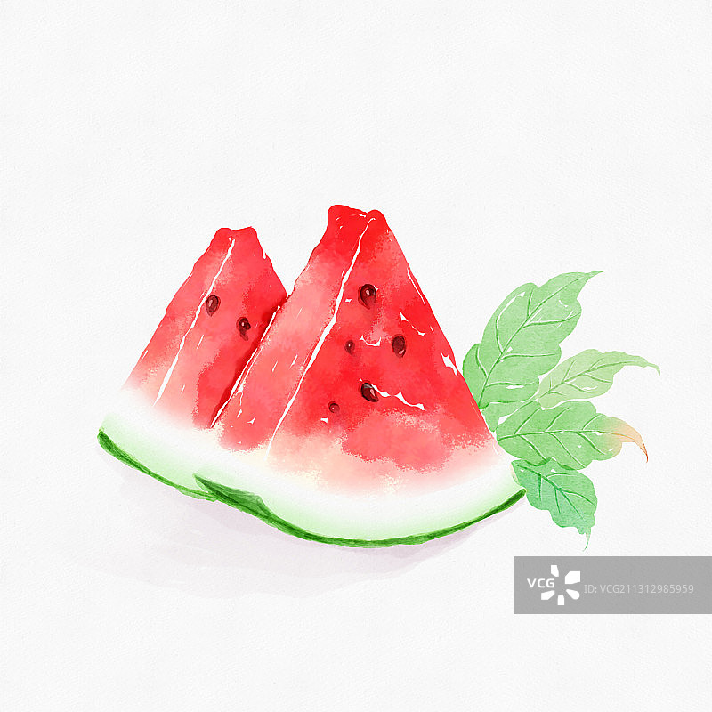 小清新水彩风西瓜插画图片素材