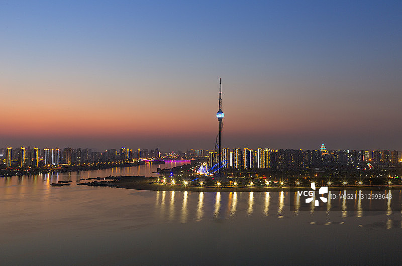 山东省临沂市沂河三河口地标风景图片素材