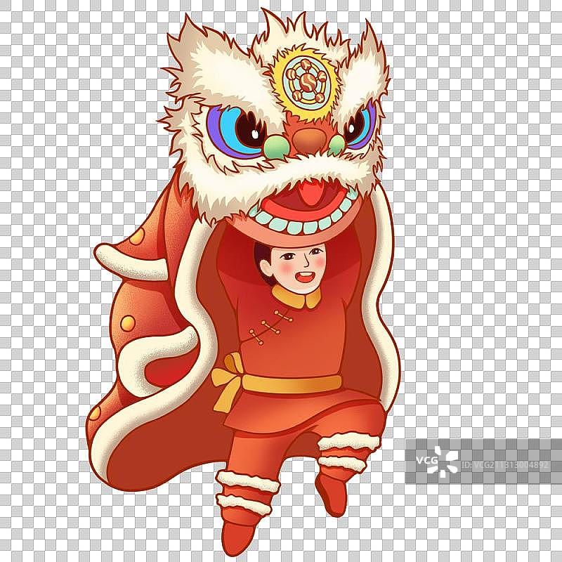 元素-单人舞狮图片素材