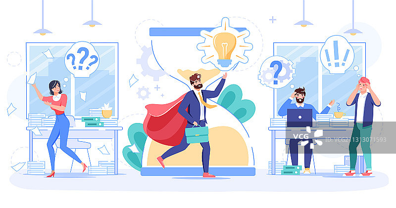 商人为疲惫的员工带来想法图片素材