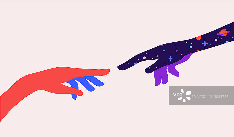 创世纪亚当创造中的两只手图片素材