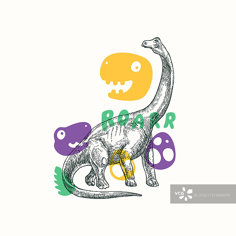 史前恐龙抽象标志符号或卡片图片素材