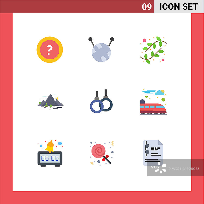 包装9个现代平面颜色的标志和符号图片素材