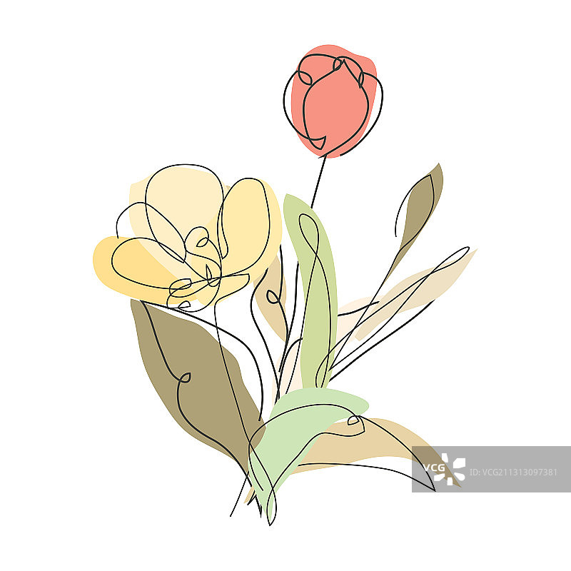 花卉无缝图案线条艺术图片素材