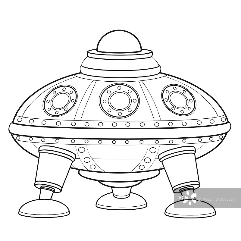 飞碟素描涂色书卡通图片素材