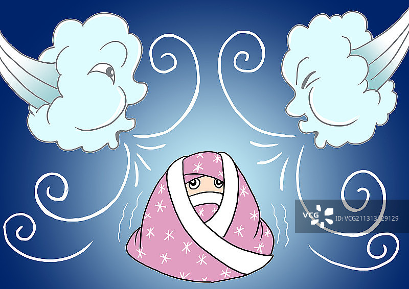 插画：冷空气来了图片素材