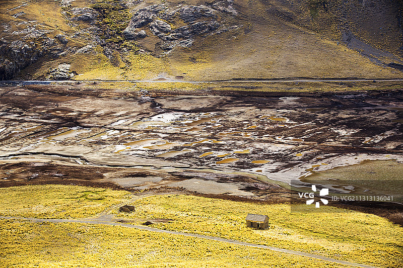 玻利维亚安第斯山脉冰川融水补给水库的干旱图片素材