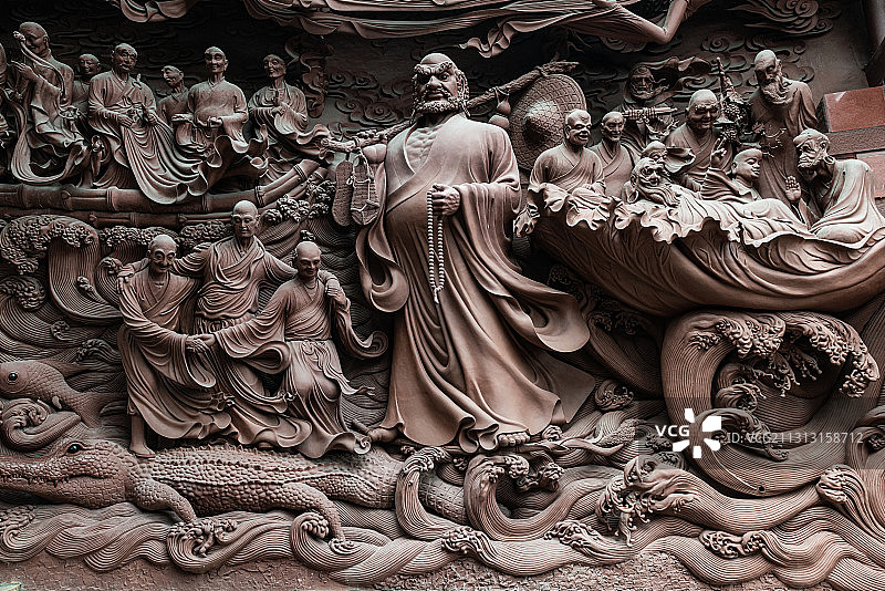 四川绵阳圣水寺雕塑-罗汉图片素材